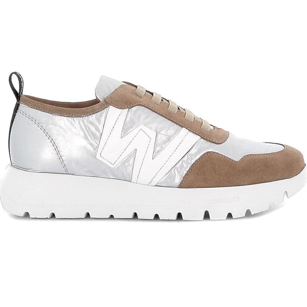 Wonders Women's Betfly Nata Trend Sneaker Shoes in Taupe/Silver Size 36 (6-6.5)